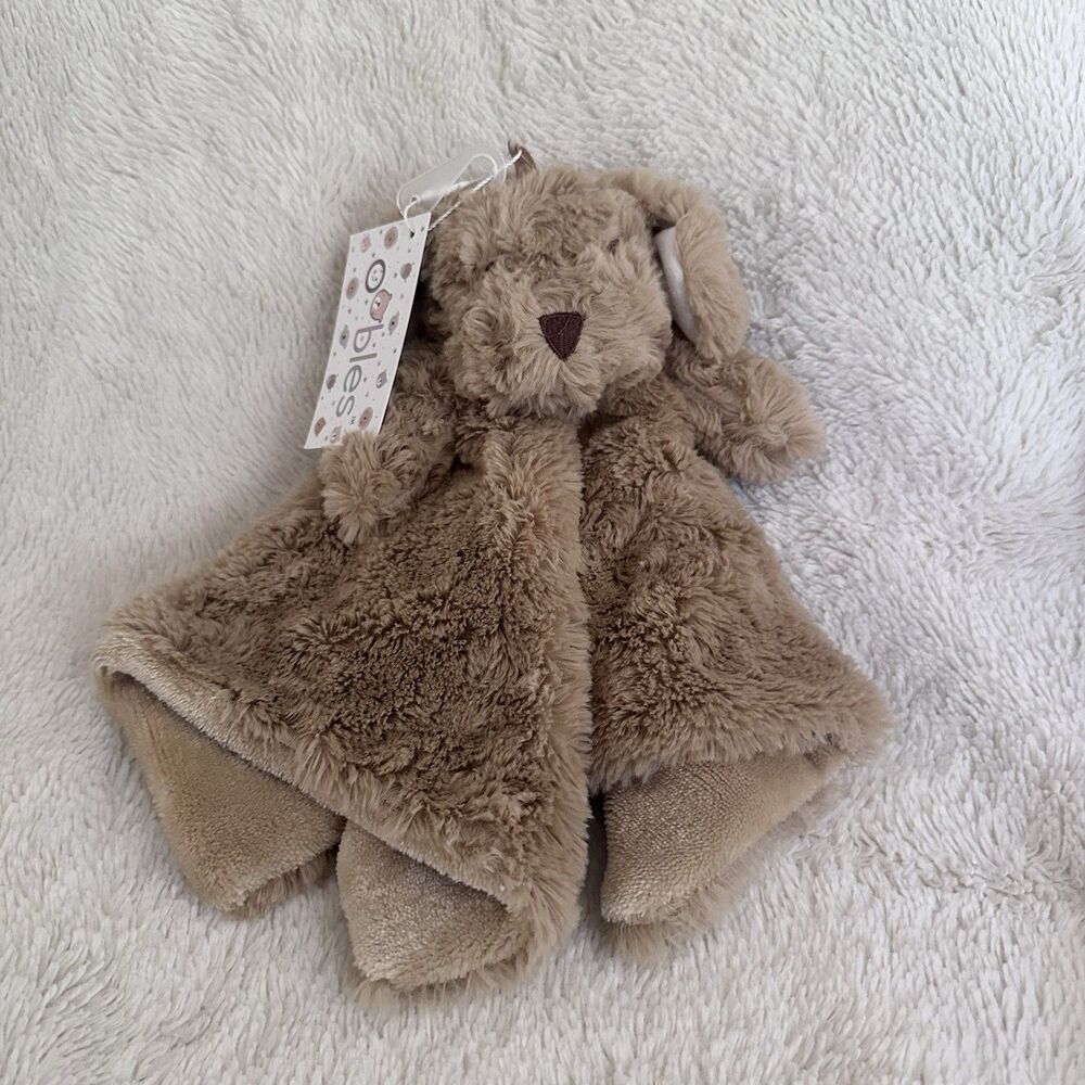 Oobles Light Tan Beige Puppy Dog Plush Lovey Security Blanket Lovey Rattle NEW